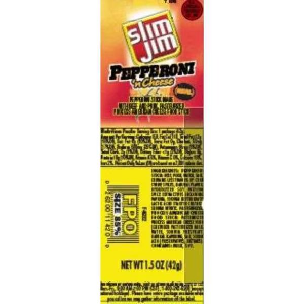 Slim Jim Pepperoni 'N Cheese Snack Sticks 1.5 oz. Sticks, PK108, Slim Jim, Mfr#: 2620011420